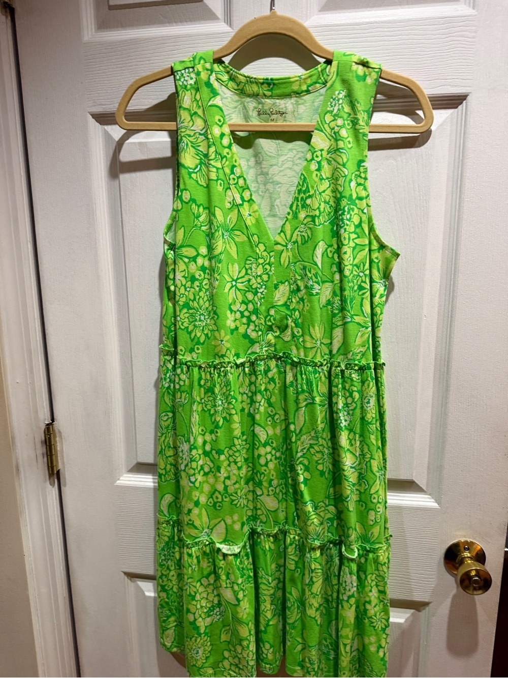 Lily Pulitzer Sleeveless V-Neck Green Floral Women's Dress